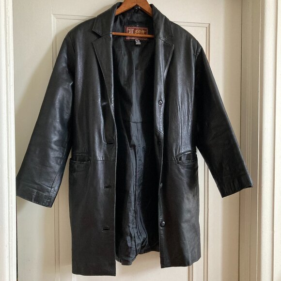Sam women's vintage European black leather 3/4 length coat butter soft - Picture 1 of 8